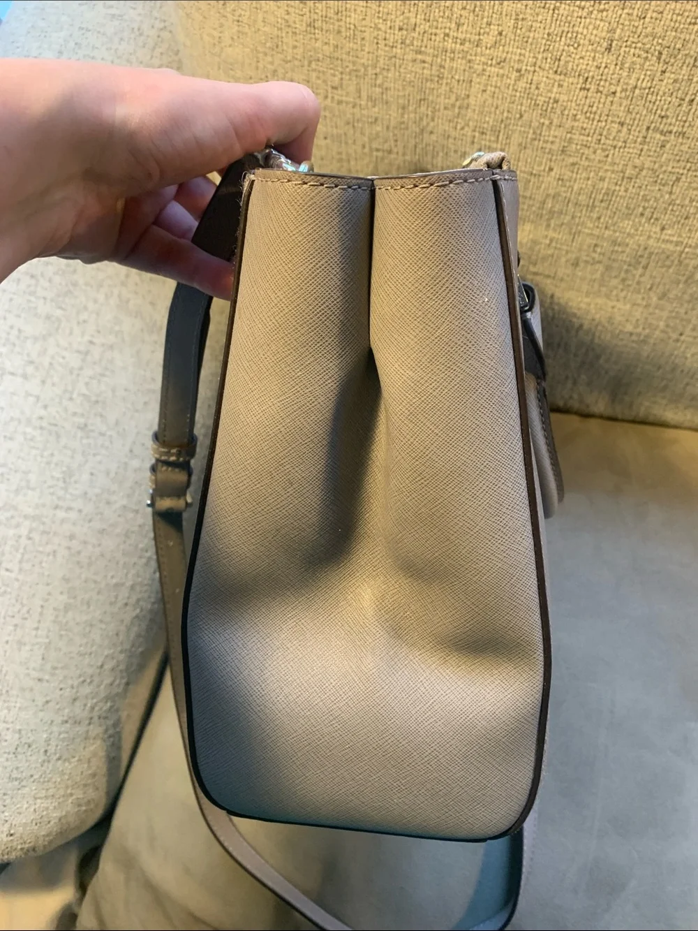 Michael Kors Light Gray Saffiano Leather Bag with Matching Wallet
